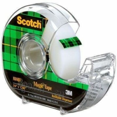 Scotch Magic Invisible Tape Dispenser 3/4" (19 mm x 32.9 m) - 36 yd (32.9 m) Length x 0.75" (19 mm) Width - Clear - Dispenser Included - Desktop Dispenser - 1 / Pack 32.9M LONG SCOTCH BRAND 