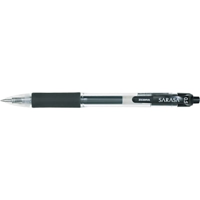 Zebra SARASA dry X20 Retractable Gel Pen - 0.5 mm (0.02") Fine Pen Point - Retractable - Black Ink - Pigment-based - Translucent Barrel - 1 Dozen BLACK  FINE 0.5MM ACID-FREE  ARCHIVAL