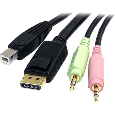 StarTech.com 6 ft 4-in-1 USB DisplayPort KVM Switch Cable - Connect high resolution DisplayPort® video, USB, and audio all in one cable  CABL 