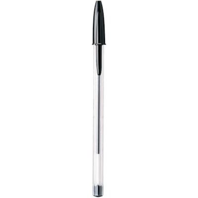 BIC Cristal Xtra Smooth Stic Ball Pen, Black, 12 Pack - 1 mm (0.04") Medium Pen Point - Black Ink - Clear Barrel - 12 Pack PLASTIC BARREL DISPOSABLE 