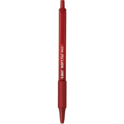 BIC Soft Feel Red Retractable Ballpoint Pens, Medium Point (1.0mm), 12-Count Pack, Red Pens With Soft-Touch Comfort Grip - 1 mm (0.04") Medium Pen Point - Retractable - Red Ink - 12 / Box BIC DISPOSABLE SOFT FEEL 