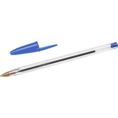 BIC Cristal Xtra Smooth Stic Ball Pen, Blue, 12 Pack - 1 mm (0.04") Medium Pen Point - Blue Ink - Clear Barrel - 12 Pack PLASTIC BARREL DISPOSABLE 