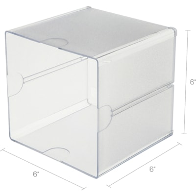 Deflecto Stackable Cube Organizer - 1 Compartment(s) - 6" (152.40 mm) Height x 6" (152.40 mm) Width x 6" (152.40 mm) Depth - Desktop - Stackable - Clear - Plastic - 1 Each 6"X6"X6" CUBE W/CLIPS INCL 