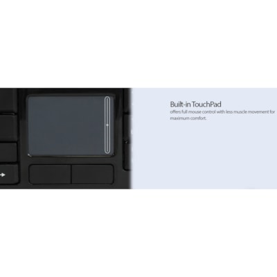 Adesso Wireless Desktop Touchpad Keyboard - Wireless Connectivity - RF - 30 ft (9144 mm) - 2.40 GHz - USB Interface - 104 Key(s) - On/Off Switch Hot Key(s) - English (US) - QWERTY Layout - Desktop Computer - TouchPad - Membrane Keyswitch - AAA Battery Size Supported - Black top Touchpad Keyboard ard (glazing black c