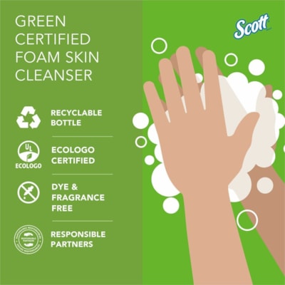 Scott - Nettoyant en mousse pour la peau - 1 L - Mains libres Dsitributeur - Main - clair - Sans colorant, Sans parfum, Recyclable - 6 / Carton EN MOUSSE KIMCARE SANS PARFUM
