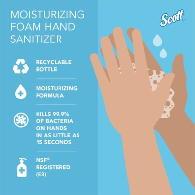 Scott Recharge de mousse désinfectante pour les mains - 1,20 L - Main - clair - 2 / Carton  