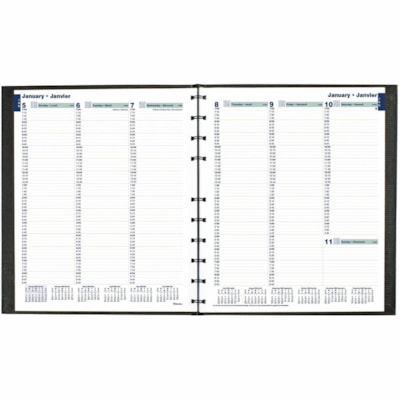 Blueline 2026 MiracleBind CoilPro 12-Months Weekly Planner - January to December - 11" x 9-1/16" - Black - Bilingual - Weekly - 12 Month - January 2026 to December 2026 - 7:00 AM to 8:45 PM - Quarter-hourly - Monday - Friday, 7:00 AM to 4:45 PM - Quarter-hourly - Saturday - 1 Week Double Page Layout  