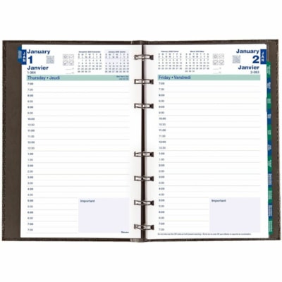 Blueline 2026 MiracleBind CoilPro 12-Month Daily Planner - January to December - 8" x 5" - Black - Bilingual - Daily - 12 Month - January 2026 to December 2026 - 7:00 AM to 7:30 PM - Half-hourly - Monday - Friday, Saturday, Sunday - 1 Day Single Page Layout - 5" (127 mm) x 8" (203.20 mm) Sheet Size   