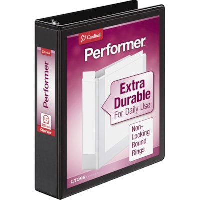 Cardinal - Reliures à anneaux ronds Performer ClearVue - 1 1/2 po (38,10 mm) Capcité du classeur - format lettre - format 8 1/2 po (215,90 mm) x 11 po (279,40 mm) - 350 Capacité en feuilles - largeur de dos 1 3/5 po (40,64 mm) - 3 Ring(s) - Fastener(s) : Anneau rond - Pocket(s) :  CARDINAL PERFORMER CLEARVUE RR 