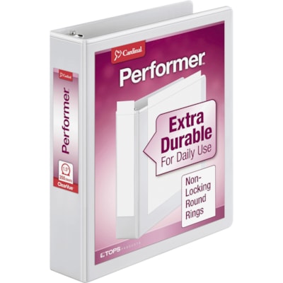 TOPS - Reliures à anneaux ronds Performer ClearVue - 1 1/2 po (38,10 mm) Capcité du classeur - format lettre - format 8 1/2 po (215,90 mm) x 11 po (279,40 mm) - 350 Capacité en feuilles - largeur de dos 1 3/5 po (40,64 mm) - 3 Ring(s) - Fastener(s) : Anneau rond - Pocket(s) : 2, À CARDINAL PERFORMER CLEARVUE RR 