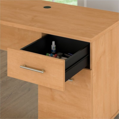 Bush Somerset 72W L Shaped Desk with Storage - 2 x Box, File Drawer(s) - 1 Adjustable Shelf(ves) - Material: Laminate - Finish: Maple Cross - Storage Cabinet, Adjustable Shelf, Ball Bearing Slide, Keyboard Tray, Cord Management - For Home Office, Office, Computer, Printer, Keyboard, Notebook, Living  