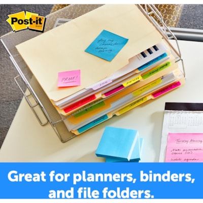 Post-it® - Onglet dossier Durable 686ALYR - Inscriptibe Onglet(s) - hauteur de l'onglet 2 po (50,80 mm) x largeur de l'onglet 1,50 po (38,10 mm) - Tab(s) Rouge, Jaune, Vert, Bleu - Résistants, Repositionnable, Résistant à l'usure, Résistant aux déchirures - 24 /   