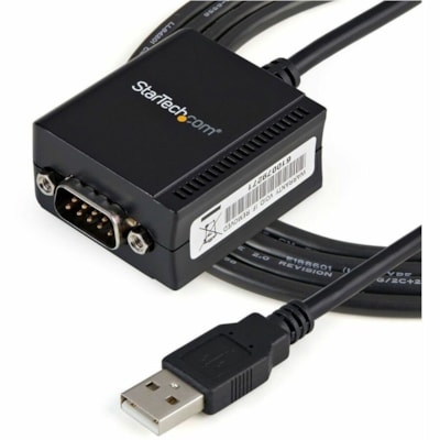 StarTech.com 6ft (1.8m) 1-Port FTDI USB to Serial RS232 Adapter Cable with COM Retention, USB to RS232 Adapter - TAA - USB to serial RS232 adapter - FTDI chipset, making it highly customizable and compatible - Small form factor, serial RS232 converter is USB powered - COM port retention; Compatible  COM retention to your laptop o r desktop computer t