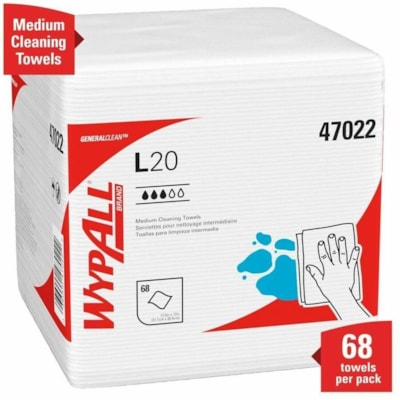 Wypall GeneralClean Cleaning Cloth - For Multi Surface, Multipurpose - Ready-To-Use - Wipe - 12.50" (317.50 mm) Length x 12" (304.80 mm) Width - Quarter-fold, Disposable, Absorbent, Textured, Lightweight - White - 68 / Box 68SHT/PK 12PK/CS 12.5"X12" 