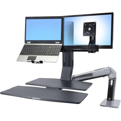 Ergotron WorkFit Multi Component Mount for Workstation, Notebook - Black - Height Adjustable - 1 Display(s) Supported - 24" Screen Support - 24.25 lb (11000 g) Load Capacity - 100 x 100, 75 x 75 - VESA Mount Compatible O COMBO  WORKFIT-C. 