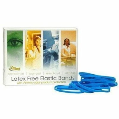 VLB Antimicrobial Latex Free Elastic Bands - Size: #33 - 3.50" (88.90 mm) Length x 0.12" (3.05 mm) Width - Latex-free, Antimicrobial, Elastic, Reusable, Stretchable, Durable - Synthetic Rubber - Cyan Blue - 153 / Box ANTI-MICROBIAL LATEX-FREE 1/4LB BOX  BLUE COLOUR