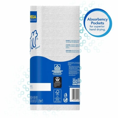 Scott Kitchen Paper Towels with Fast-Drying Absorbency Pockets - 1 Ply - 11" (279.40 mm) Width x 8.78" (223.01 mm) Length - 128 Sheets/Roll - 4.90" (124.46 mm) Roll Diameter - White - 1 Roll 125ST/RL  20RL/CS 8.78"X11" 
