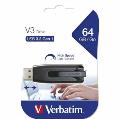 Microban 64GB Store 'n' Go V3 USB 3.2 Gen 1 Flash Drive - Gray - 64 GB - USB 3.2 (Gen 1) Type A - 80 MB/s Read Speed - 25 MB/s Write Speed - Gray - Lifetime Warranty - 1 Each BLACK & GRAY 