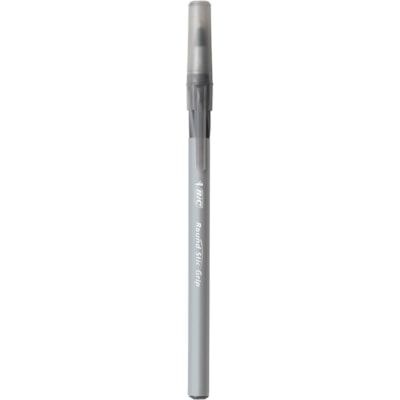 BIC Round Stic Grip Extra Comfort Black Ballpoint Pens, Medium Point (1.2mm), 12-Count Pack, Perfect Writing Pens With Soft Grip for Superb Comfort and Control - 1.2 mm (0.05") Medium Pen Point - Black Ink - 12 Pack ROUND STIC DISPOSABLE 