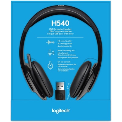 Logitech H540 USB Headset - Stereo - USB - Wired - Over-the-head - Binaural - Semi-open - Black  