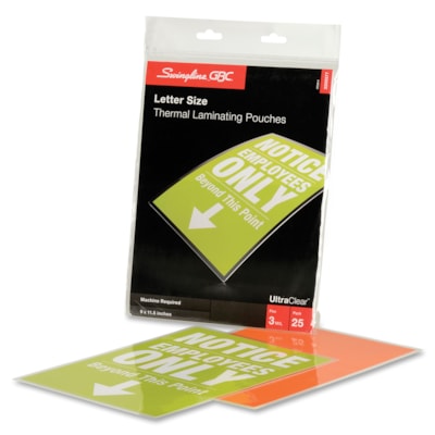 GBC UltraClear Thermal Laminating Pouches - Sheet Size Supported: Letter 8.50" (215.90 mm) Width x 11" (279.40 mm) Length - Laminating Pouch/Sheet Size: 9" (228.60 mm) Width x 11.50" (292.10 mm) Length x 3 mil (0.08 mm) Thickness - Glossy - Flexible, Wear Resistant, Tear Resistant - Clear - 25 / Pac LETTER 9" X 11 1/2" 25/PK 