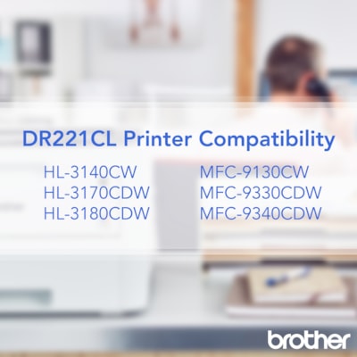 Brother DR221CL Drum Unit - Laser Print Technology - Black, Cyan, Yellow, Magenta - OEM - 4 / Carton 15000 PG YIELD 