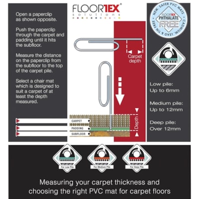Floortex Computex® Anti-Static Vinyl Lipped Chair Mat for Carpets up to 3/8" - 36" x 48" - Carpeted Floor, Carpet, Electrical Equipment - 48" (1219.20 mm) Length x 36" (914.40 mm) Width x 0.110" (2.79 mm) Depth x 0.110" (2.79 mm) Thickness - Lip Size 10" (254 mm) Length x 20" (508 mm) Width - Li GRIPPER BACK FOR CARPET TO 3/8 PROTECT COMPUTERS FROM STATIC