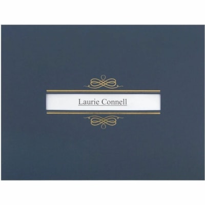 St. James® Letter Recycled Certificate Holder - Linen, Cover Stock - Navy Blue, Gold Foil - 5 / Pack  HOLDER WITH WINDOW  NAVY BLUE 5 PER PACK  FSC CERTIFIED