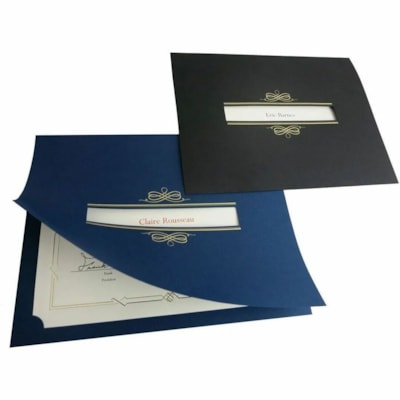 St. James® Letter Recycled Certificate Holder - Linen, Cover Stock - Black, Gold Foil - 5 / Pack  HOLDER WITH WINDOW  BLACK 5 PER PACK  FSC CERTIFIED