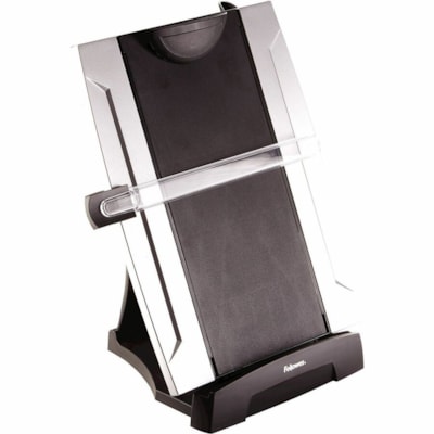 Office Suites(tm) Desktop Copyholder with Memo Board - 15" (381 mm) Height x 10.25" (260.35 mm) Width x 6" (152.40 mm) Depth - Black, Silver BOARD TILTS UP OR DOWN HOLDS UP TO 150 SHEETS DRY ERASE