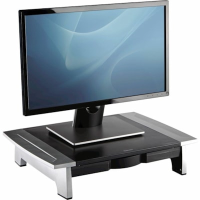 Fellowes Office Suites Monitor Riser - Up to 21" (533.40 mm) Screen Support - 80 lb (36287.39 g) Load Capacity - 4.19" (106.43 mm) Height x 19.88" (504.95 mm) Width x 14.06" (357.12 mm) Depth - Desktop - High Performance Steel (HPS) - Black, Silver MONITOR RISER 