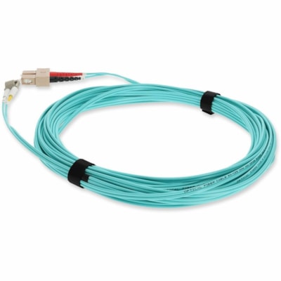 AddOn 9m SC to LC Aqua OM3 Duplex OFNR (Riser-Rated) Fiber Patch Cable - 29.5 ft (9 m) Fiber Optic Network Cable for Network Device, Transceiver/Media Converter - First End: 2 x LC Network - Male - Second End: 2 x SC Network - Male - Patch Cable - LSZH, OFNR, Riser, Plenum - 50/125 µm - Aqua -  CABL 