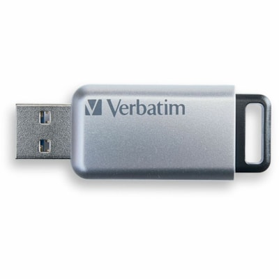 Verbatim Store 'n' Go Secure Pro USB 3.0 Drive - 32 GB - USB 3.0 - Silver - 256-bit AES - Lifetime Warranty - 1 Each   3.0 Flash Drive 