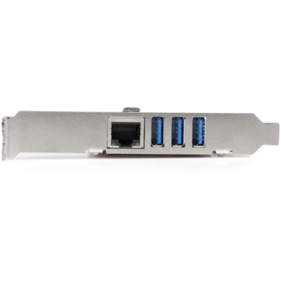 StarTech.com 3 Port PCI Express USB 3.0 Card + Gigabit Ethernet - 5Gbps - Running low on expansion slots? Merge USB 3.0 and GbE into a single PCIe combo card - 3 Port PCI Express USB 3.0 Card + Gigabit Ethernet - Fits Standard & Low-Profile PCs - UASP - SATA Power - USB 3 with Network Adapter Card - DBOPT 