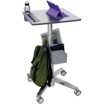 Ergotron - Bureau d'étudiant LearnFit - Top Stratifiés haute pression (HPL) Rectangulaire - Base Mélamine - 15 lb (6,80 kg) Capacité - Hauteur réglable - 33,5 po (850,90 mm) à 48,5 po (1231,90 mm) Adjustment - longueur du plateau de table 24 po (609,60 mm) x l   worksurface avec intergated cupholder   tablette