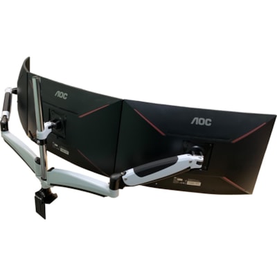 Amer Mounts Hydra3 Clamp Mount for Flat Panel Display, Curved Screen Display - Black, Chrome, White - Height Adjustable - 3 Display(s) Supported - 15" to 28" Screen Support - 52.91 lb (24000 g) Load Capacity - 100 x 100, 75 x 75 - VESA Mount Compatible - Steel, Aluminum Alloy, Plastic - 1 CULATING ARMS 