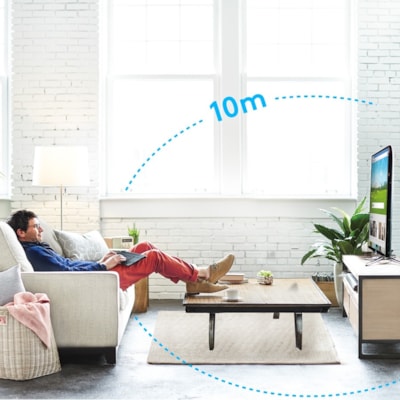 Logitech K400 Plus Wireless Touch TV Keyboard With Easy Media Control and Built-in Touchpad, HTPC Keyboard for PC-connected TV, Windows, Android, Chrome OS, Laptop, Tablet (Dark) (French Layout) - Wireless Connectivity - RF - 32.81 ft (10000 mm) - 2.40 GHz - USB Interface - Mute, Volume Down, Volume 0WRLS 