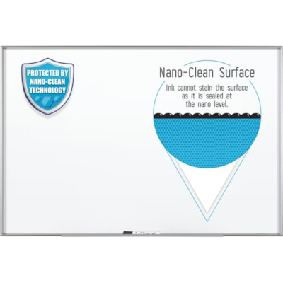 Quartet Fusion Nano-Clean Magnetic Dry-Erase Board - 48" (1219.20 mm) Width x 36" (914.40 mm) Height - White Surface - Silver Aluminum Frame - Horizontal/Vertical - Magnetic - 1 Each NANOCLEAN  DRY ERASE ALUMINUM FRAME