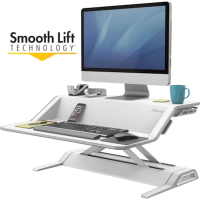 Élévateur de bureau multiusage Lotus Hauteur réglable Fellowes - 35 lb (15875,73 g) Capacité de charge - 1 x Etagère(s) - 5,50 po (139,70 mm) Hauteur x 32,75 po (831,85 mm) Largeur x 24,25 po (615,95 mm) Profondeur - Bureau - Acier, Plastique, Résine phénoli 22 RÉGLAGES DE LA HAUTEUR JUSQU'À 17 PO