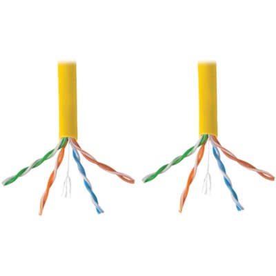 Tripp Lite series Cat6 Gigabit Bulk Solid-Core PVC Cable, Yellow, 1000 ft - 1000 ft (304.80 m) Category 6 Network Cable for Network Device - First End: 1 x Bare Wire - Second End: 1 x Bare Wire - 1 Gbit/s - 23 AWG - Yellow  d Pair (UTP) - Bare Wire Right  Connector - Bare wi
