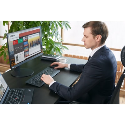 Lenovo Professional Wireless Keyboard and Mouse Combo - USB Wireless RF 2.40 GHz Keyboard - English (US) - Black - USB Wireless RF Mouse - Laser - 1600 dpi - Scroll Wheel - Black - Media Center Hot Key(s) - Symmetrical - AA - Compatible with PC SE 