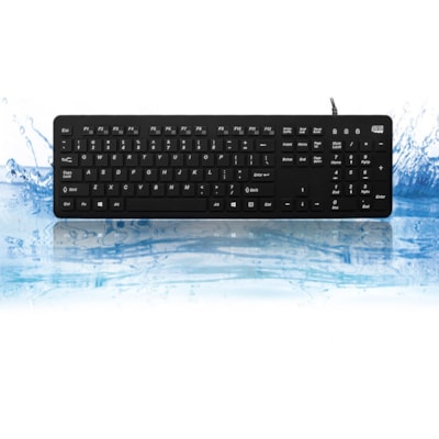 Adesso - Clavier AKB-235UB - Antimicrobial Waterproof Desktop - Câble Connectivité - USB Interface - 104 Touche(s) - Anglais (USA) - QWERTY Disposition - Ordinateur, MAC - Pavé tactile - PC, Windows, Mac OS - Membrane Pavé Numérique - Noir  avancÃ© silicone desktop clav ier - protÃ¨ge contr