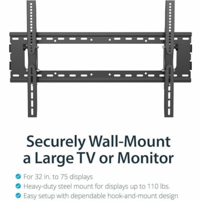 StarTech.com Flat Screen TV Wall Mount - Tilting - For 32" to 75" TVs - Steel - VESA TV Mount - Monitor Wall Mount - Save space by mounting a television to your wall with easy +15 / -15 degree tilt for ideal viewing - Flat-Screen TV Wall Mount for 32 to 75" LCD / LED / Plasma TV - Fits curved TVs -   MNT 