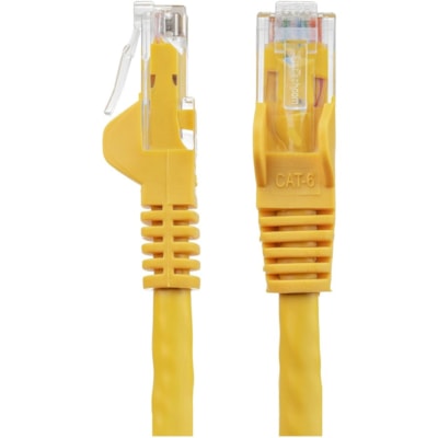 StarTech.com 12ft CAT6 Ethernet Cable - Yellow Snagless Gigabit - 100W PoE UTP 650MHz Category 6 Patch Cord UL Certified Wiring/TIA - 12ft Yellow CAT6 Ethernet cable delivers Multi Gigabit 1/2.5/5Gbps & 10Gbps up to 160ft - 650MHz - Fluke tested to ANSI/TIA-568-2.D Category 6 - 24 AWG stranded 100%  ed Pair (UTP) - Male Left Gend er - Male Right Gend