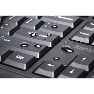 Kensington Pro Fit Low-Profile Wireless Keyboard - Wireless Connectivity - RF - USB Interface - QWERTY Layout - Computer - PC, Windows - Membrane Keyswitch - Black  WRLS KYBD 