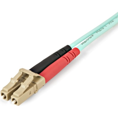 StarTech.com 1m (3ft) LC/UPC to LC/UPC OM4 Multimode Fiber Optic Cable, 50/125µm, 100G, Low Insertion Loss, LSZH Fiber Jumper Cord - Connect 40GBase-SR4, 100GBase-SR10, SFP+ and QSFP+ transceivers in 40 and 100 Gigabit networks - Aqua OM4 Duplex Multimode Fiber - OM4 Fiber - 1m LC to LC Fiber  -UPC Fiber Cable; 1/10/40/100 Gbps Full Duplex; 50