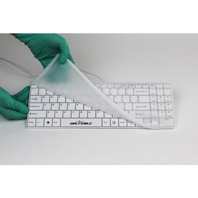 Seal Shield Cleanwipe Wireless Waterproof Keyboard - Wireless Connectivity - RF - 2.40 GHz - English (US) - QWERTY Layout - White roof  Low Profile Chiclet Styl e  2.4GHz Wireless K