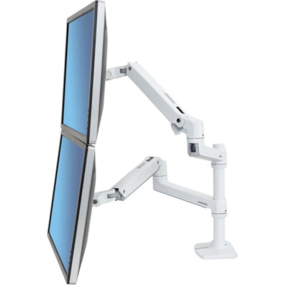 Ergotron Clamp Mount for Monitor - White - 2 Display(s) Supported - 24" Screen Support - 40 lb (18143.69 g) Load Capacity - 75 x 75, 100 x 100 Bright White 