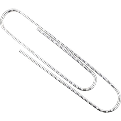 Wilson Jones Economy Jumbo Paper Clip - Jumbo - No. 1 - 2.40" (60.96 mm) Width - 20 Sheet Capacity - for Paper, Document - Non-skid - Silver - 100 / Box CORRUGATED BRIGHT FINISH ACCO 100/BX