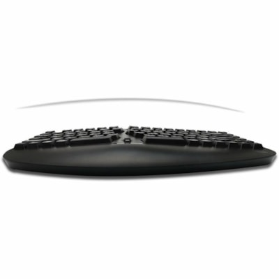 Adesso Tru-Form Wireless Ergo Mini Keyboard & Mouse - USB Membrane Wireless RF Keyboard - 87 Key - English (US) - Black - USB Wireless RF Mouse - Optical - 1600 dpi - Scroll Wheel - QWERTY - Black - Play/Pause, Stop, Forward, Volume Up, Volume Down, Mute, Skip Backward Hot Key(s) - Right-handed - AA  